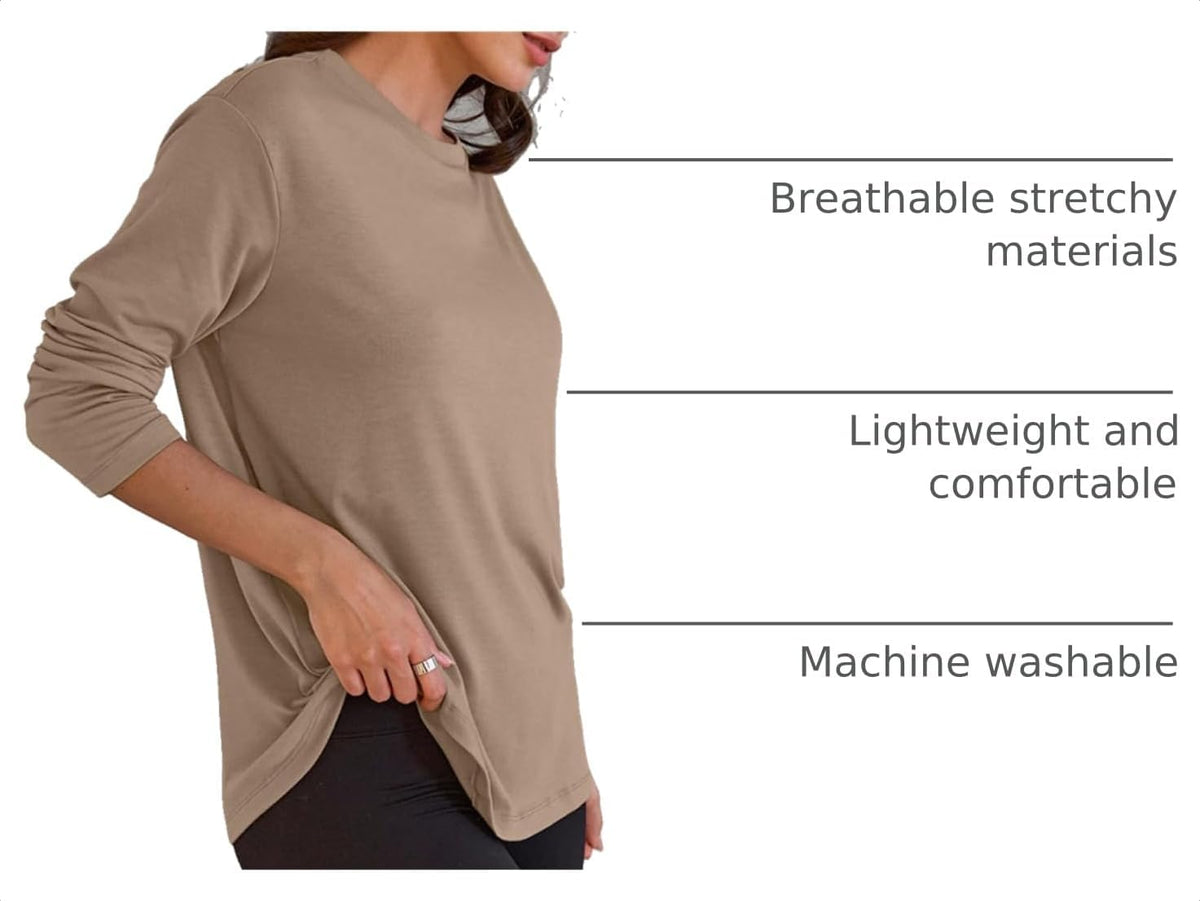 Luvella Womens Oversized Long Sleeve Shirts Fall Tops 2026 Basic Tees