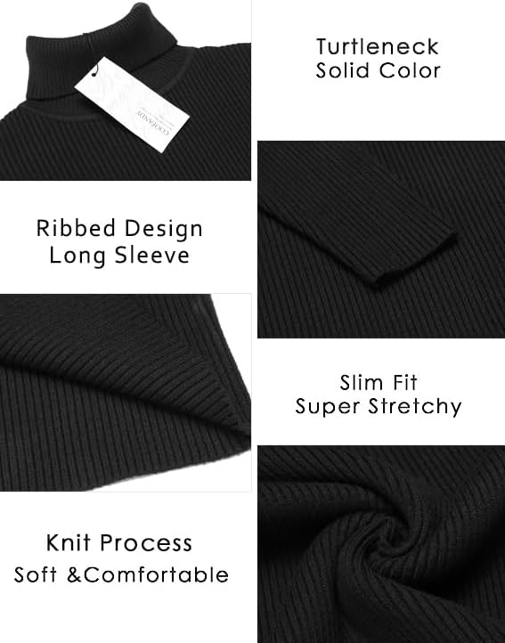 Luvella Mens Ribbed Slim Fit Knitted Pullover Casual Turtleneck Sweater