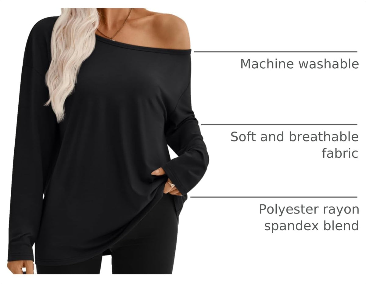 Luvella Womens Off The Shoulder Oversized Tops