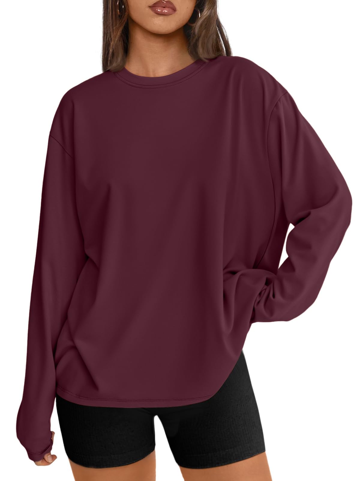 Luvella Womens Oversized Long Sleeve Shirts Fall Tops 2026 Basic Tees