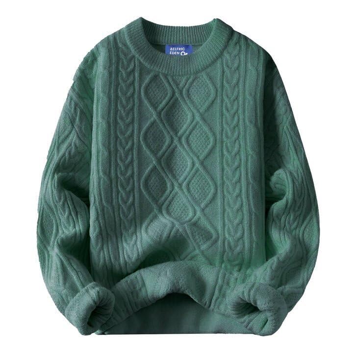 Luvella Oversized Sweater 90s Vintage Cable Knit Long Sleeve Women Heavy Crewneck Pullover