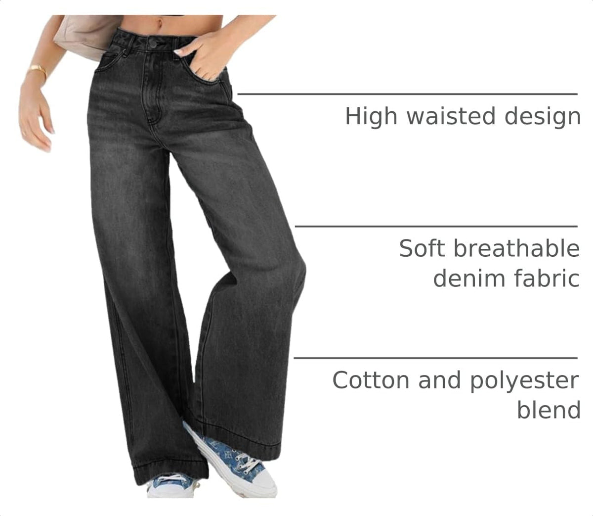 Luvella Women 2026 Wide Leg Jeans High Waist Stretchy Baggy Denim Pants