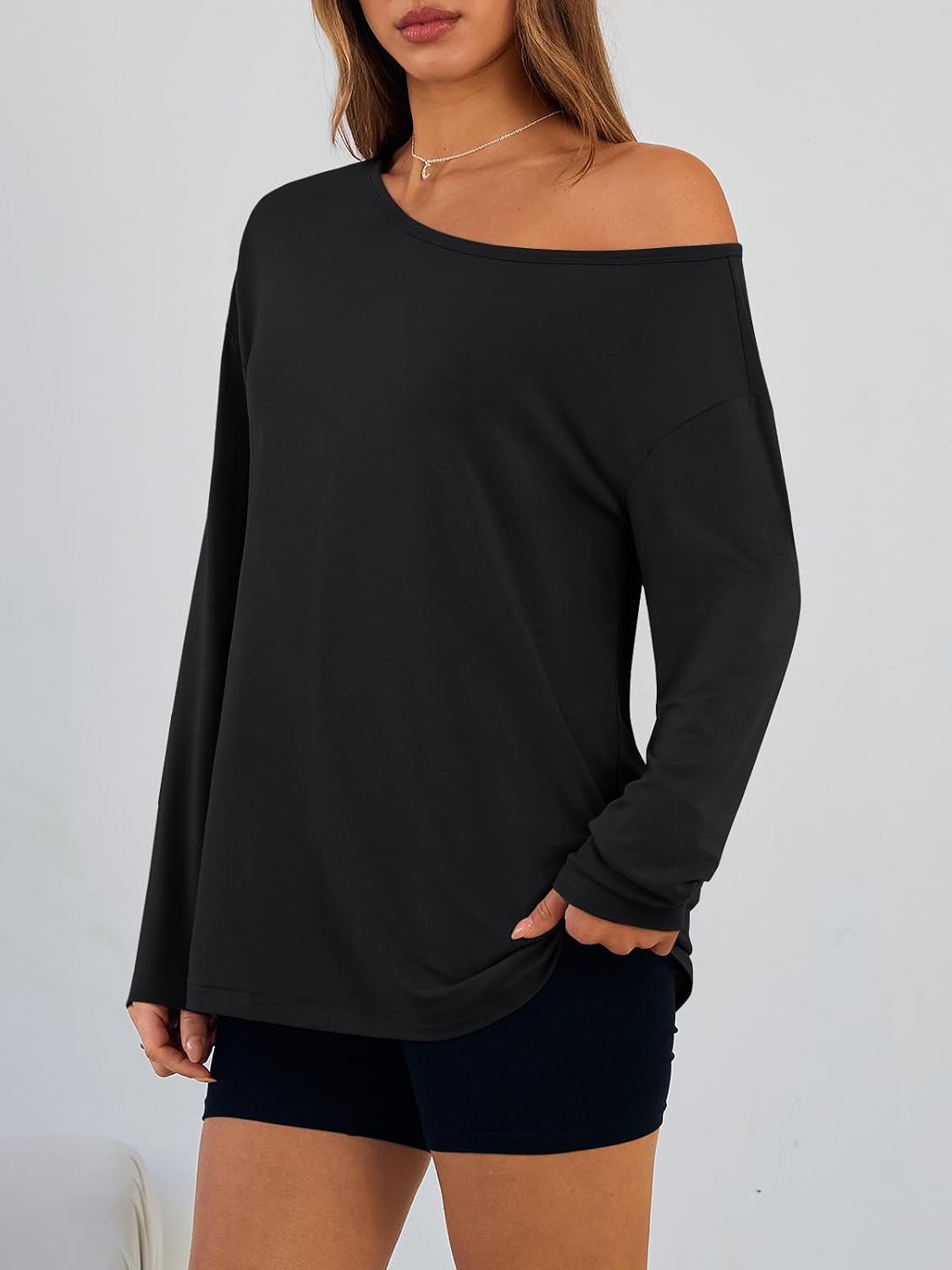 Luvella Womens Off The Shoulder Oversized Tops