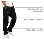 Luvella Mens Casual Cargo Pants Workout Hiking Sweatpants with Multi Pockets