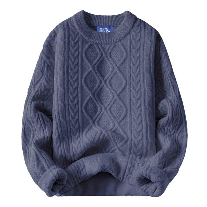 Luvella Oversized Sweater 90s Vintage Cable Knit Long Sleeve Women Heavy Crewneck Pullover