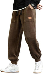 Luvella Mens Corduroy Drawstring Sweatpants Casual Joggers Relaxed Fit Pants
