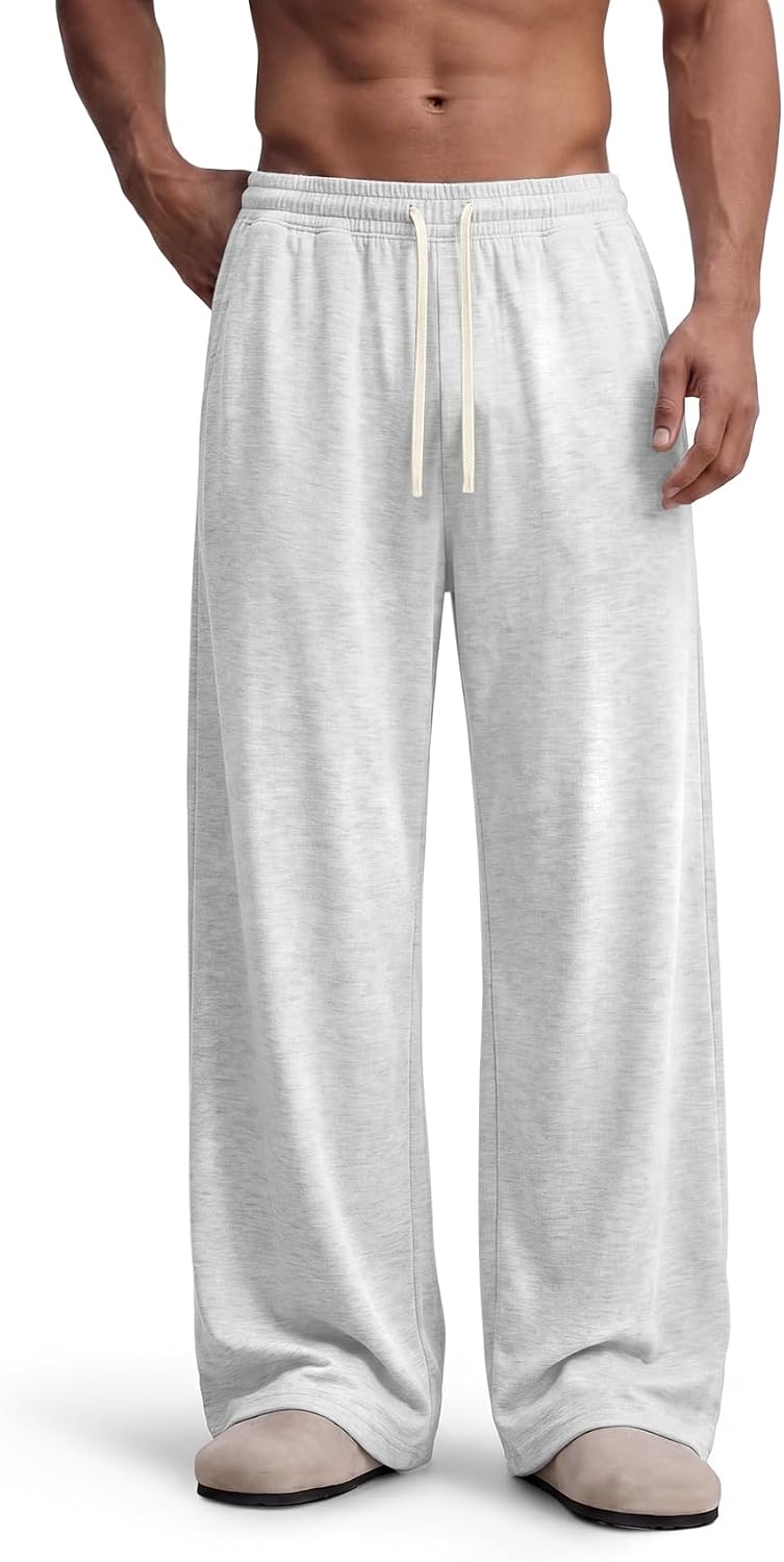 Luvella Mens Baggy Sweatpants Wide Leg Sweat Pants Uncuffed Loose Gym Y2K