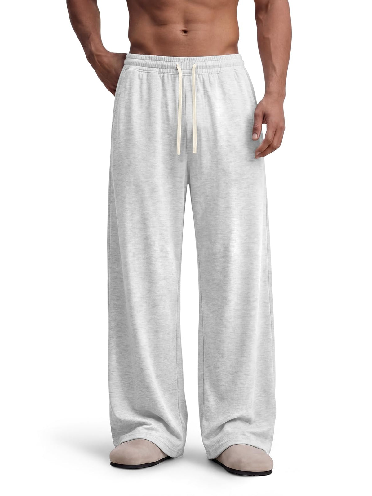 Luvella Mens Baggy Sweatpants Wide Leg Sweat Pants Uncuffed Loose Gym Y2K