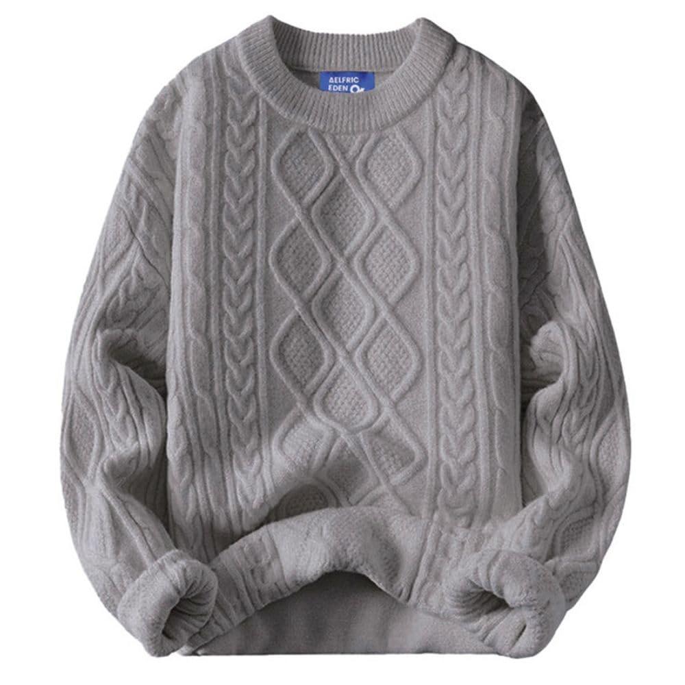 Luvella Oversized Sweater 90s Vintage Cable Knit Long Sleeve Women Heavy Crewneck Pullover