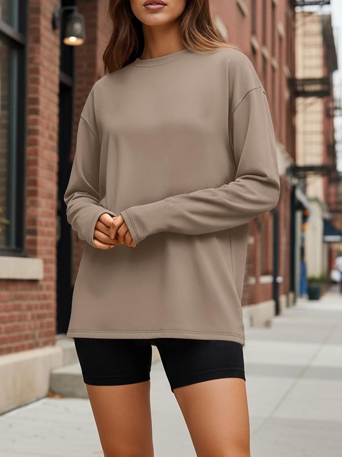 Luvella Womens Oversized Long Sleeve Shirts Fall Tops 2026 Basic Tees