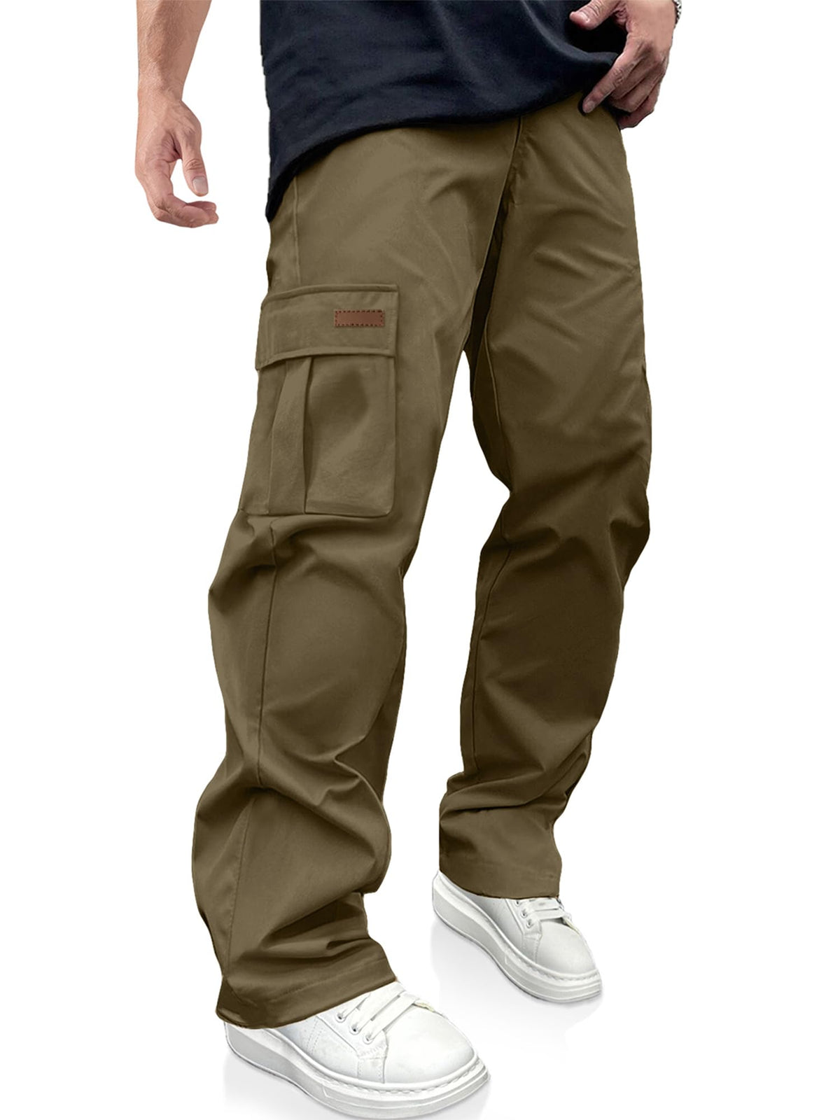 Luvella Mens Casual Cargo Pants Workout Hiking Sweatpants with Multi Pockets