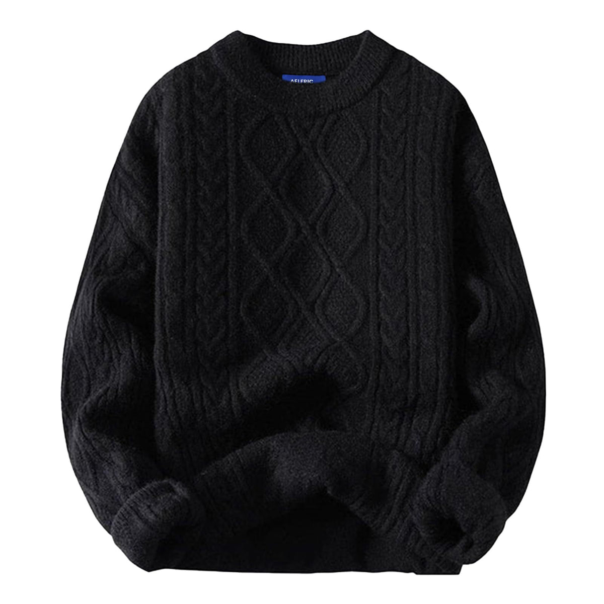 Luvella Oversized Sweater 90s Vintage Cable Knit Long Sleeve Women Heavy Crewneck Pullover