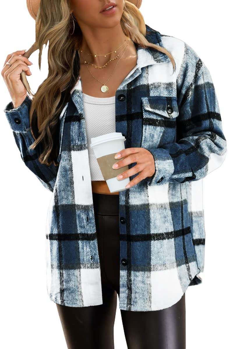 Luvella Shackets for Women Plaid Flannel Shirts