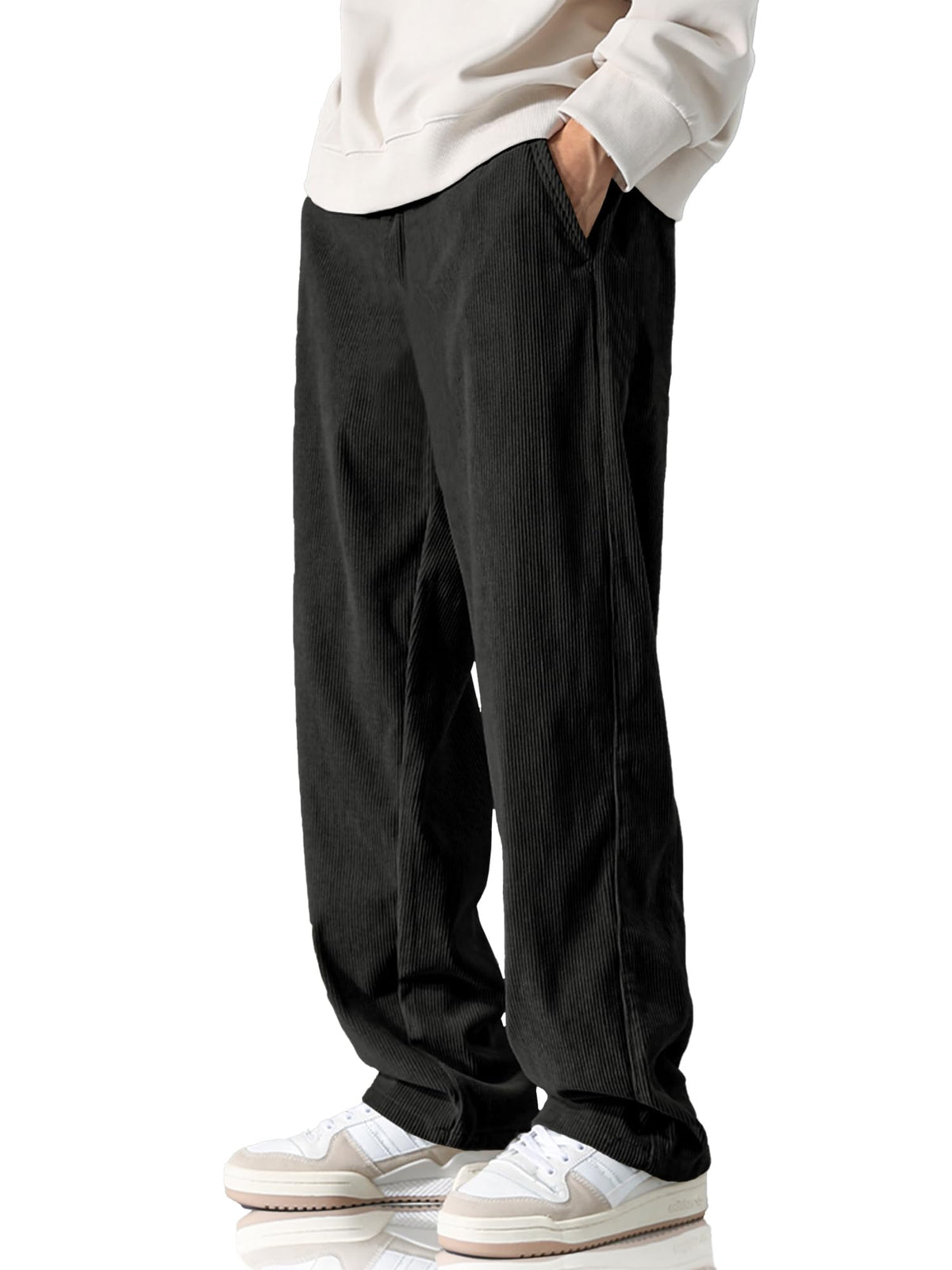 Luvella Men's Casual Loose Fit Corduroy Pants