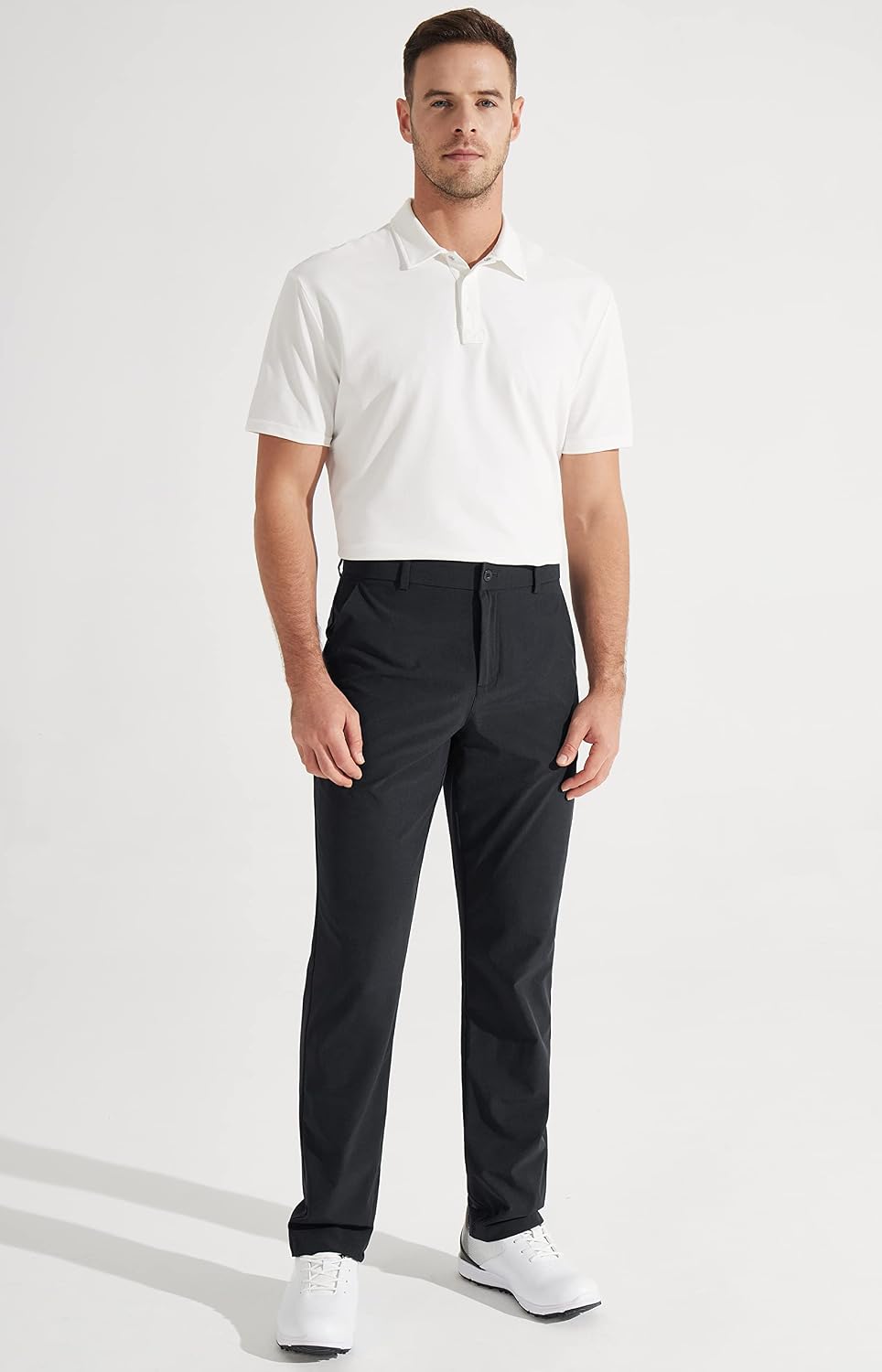 Luvella Mens Golf Pants Stretch Work Dress Pants 30"/32"/34" Quick Dry Lightweight Casual Comfy Trousers with Pockets