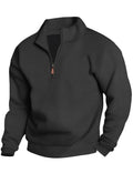 Luvella Mens Sweaters Pullover Sweater Casual Athletic Long Sleeve Quarter Zipper Stand Collar Sweatshirt
