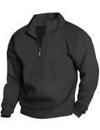Luvella Mens Sweaters Pullover Sweater Casual Athletic Long Sleeve Quarter Zipper Stand Collar Sweatshirt