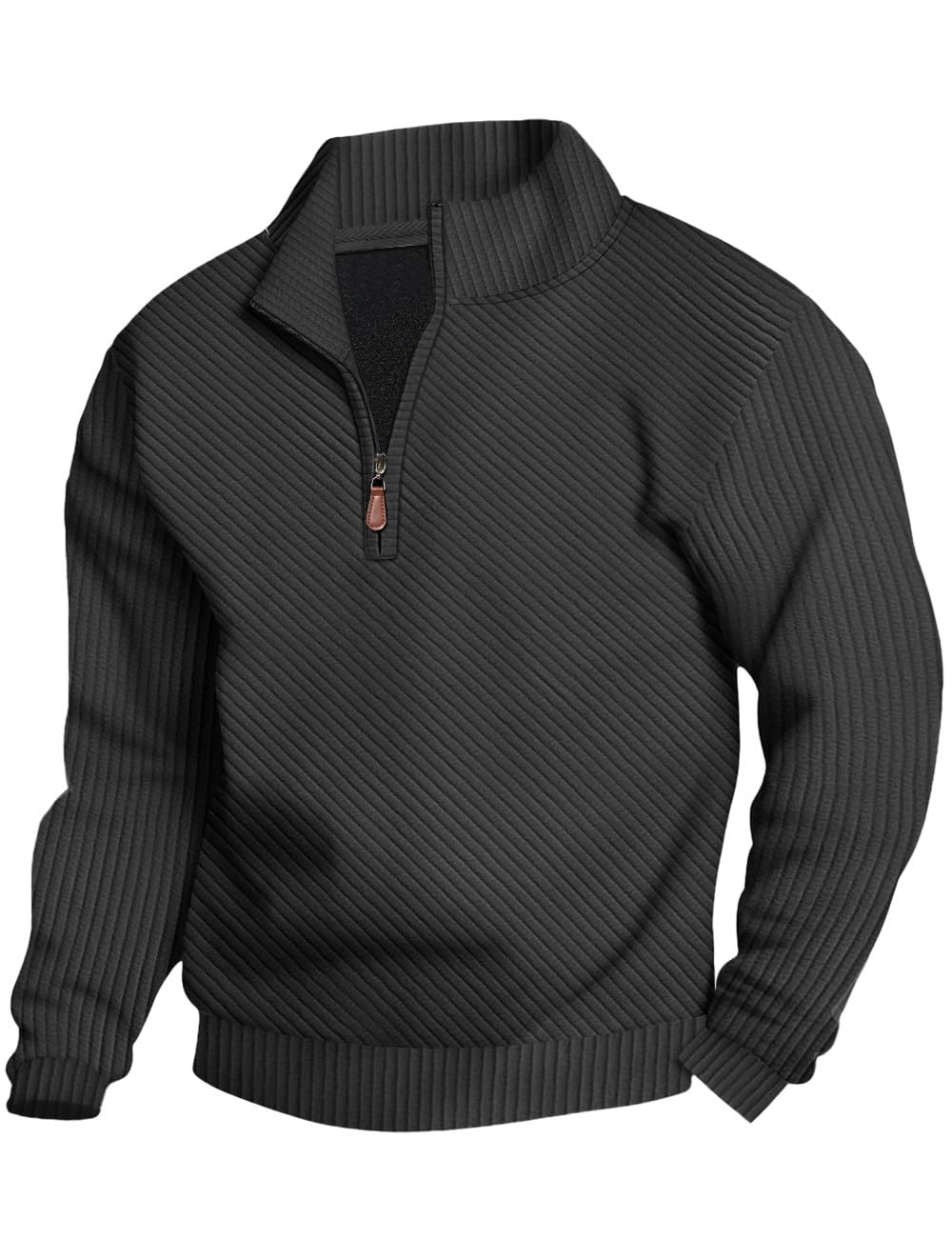 Luvella Mens Sweaters Pullover Sweater Casual Athletic Long Sleeve Quarter Zipper Stand Collar Sweatshirt