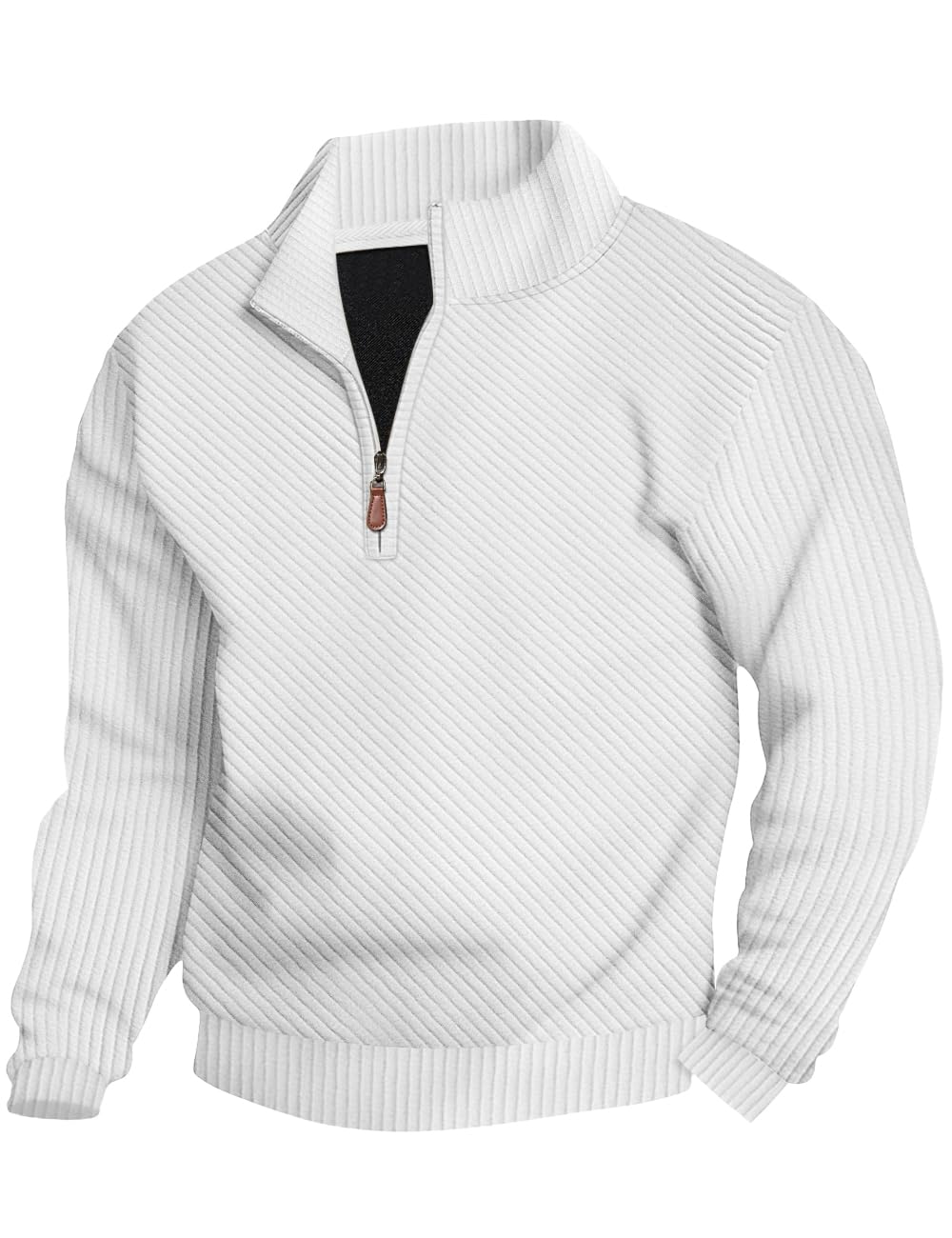 Luvella Mens Sweaters Pullover Sweater Casual Athletic Long Sleeve Quarter Zipper Stand Collar Sweatshirt