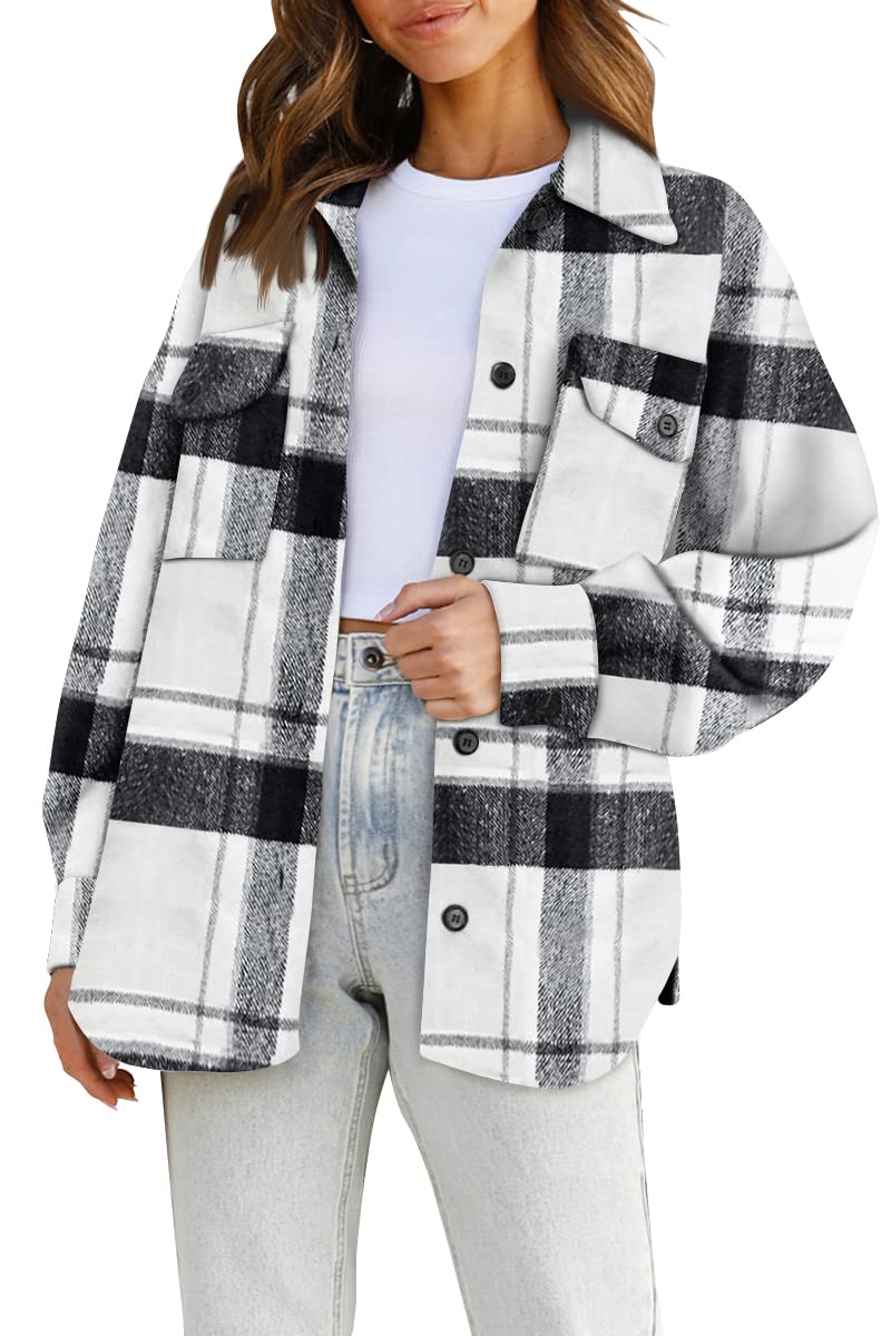 Luvella Shackets for Women Plaid Flannel Shirts