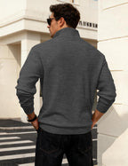 Luvella Mens Sweaters Pullover Sweater Casual Athletic Long Sleeve Quarter Zipper Stand Collar Sweatshirt