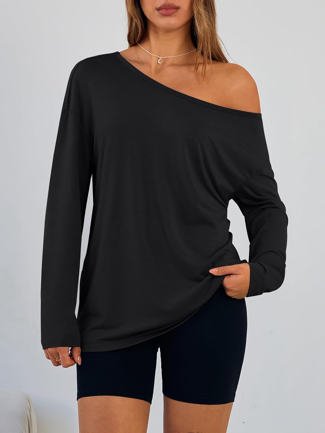 Luvella Womens Off The Shoulder Oversized Tops