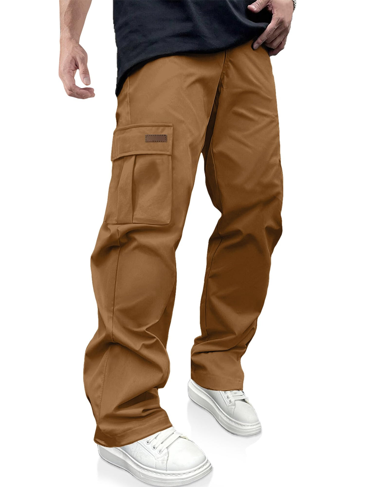 Luvella Mens Casual Cargo Pants Workout Hiking Sweatpants with Multi Pockets