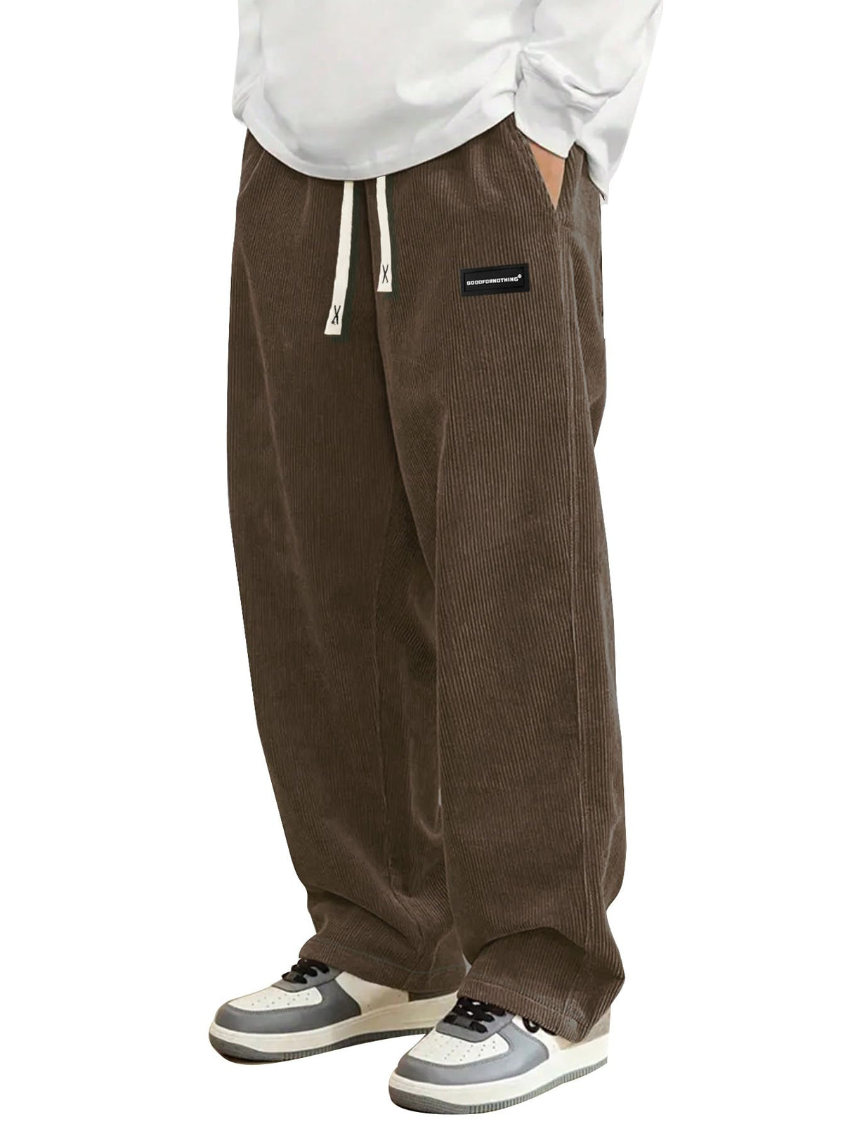 Luvella Mens Corduroy Casual Pants Straight Sweatpants
