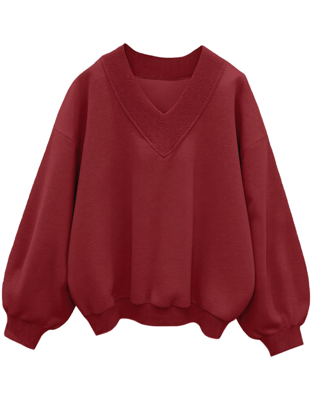 Luvella Womens V Neck Oversized Sweatshirts Long Sleeve Pullover
