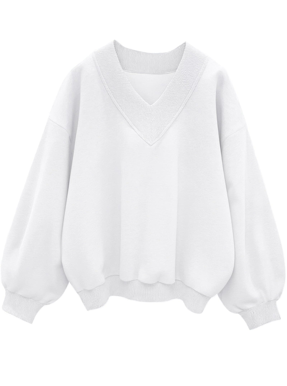 Luvella Womens V Neck Oversized Sweatshirts Long Sleeve Pullover