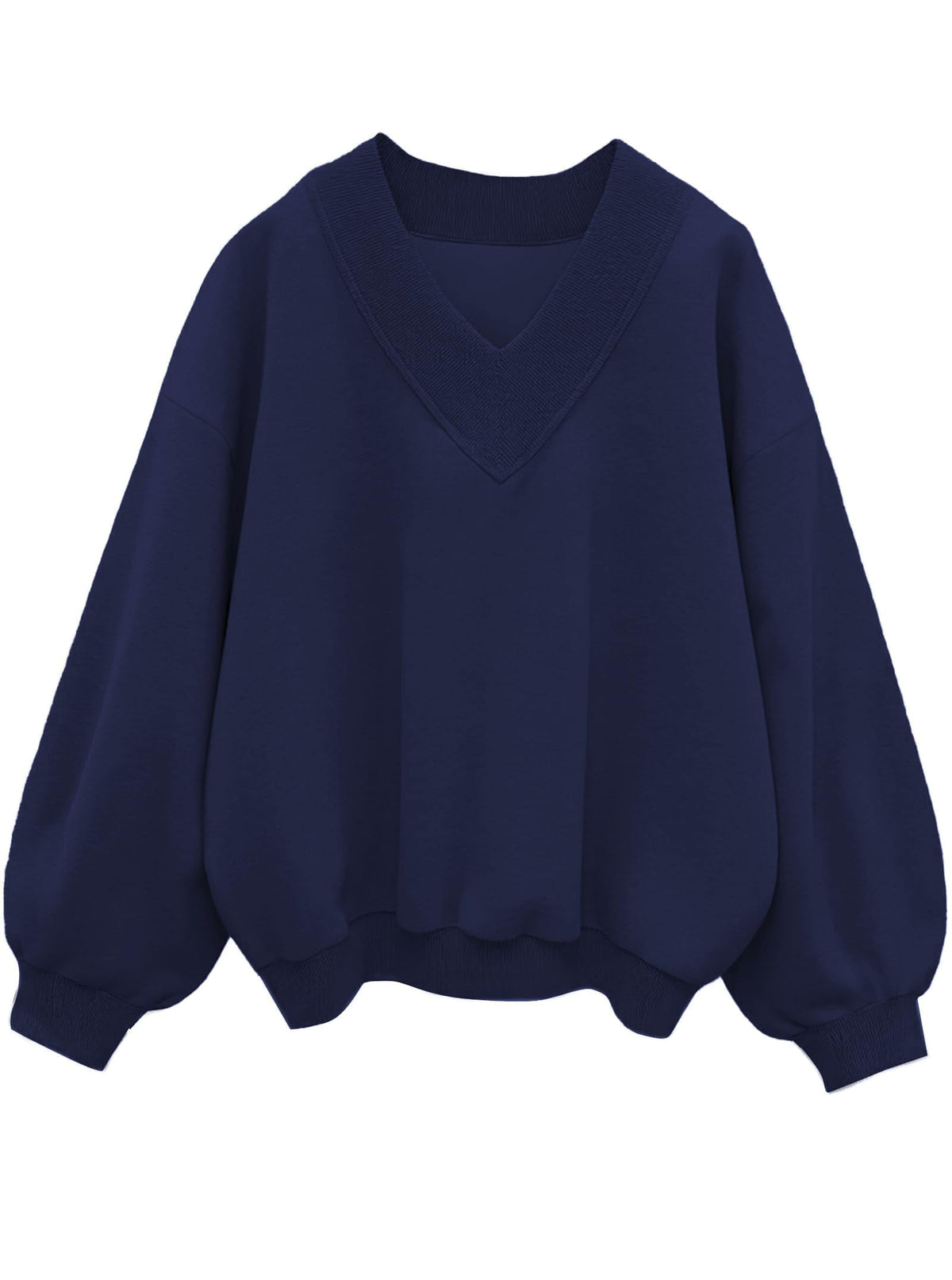 Luvella Womens V Neck Oversized Sweatshirts Long Sleeve Pullover