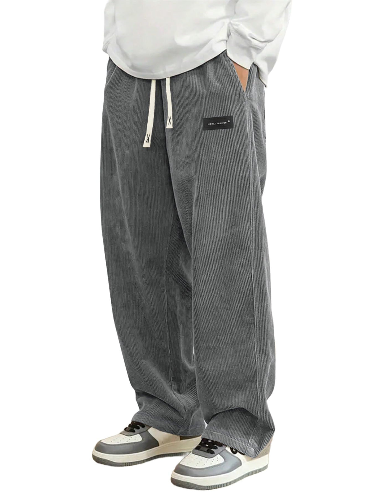Luvella Mens Corduroy Casual Pants Straight Sweatpants
