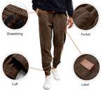 Luvella Mens Corduroy Drawstring Sweatpants Casual Joggers Relaxed Fit Pants