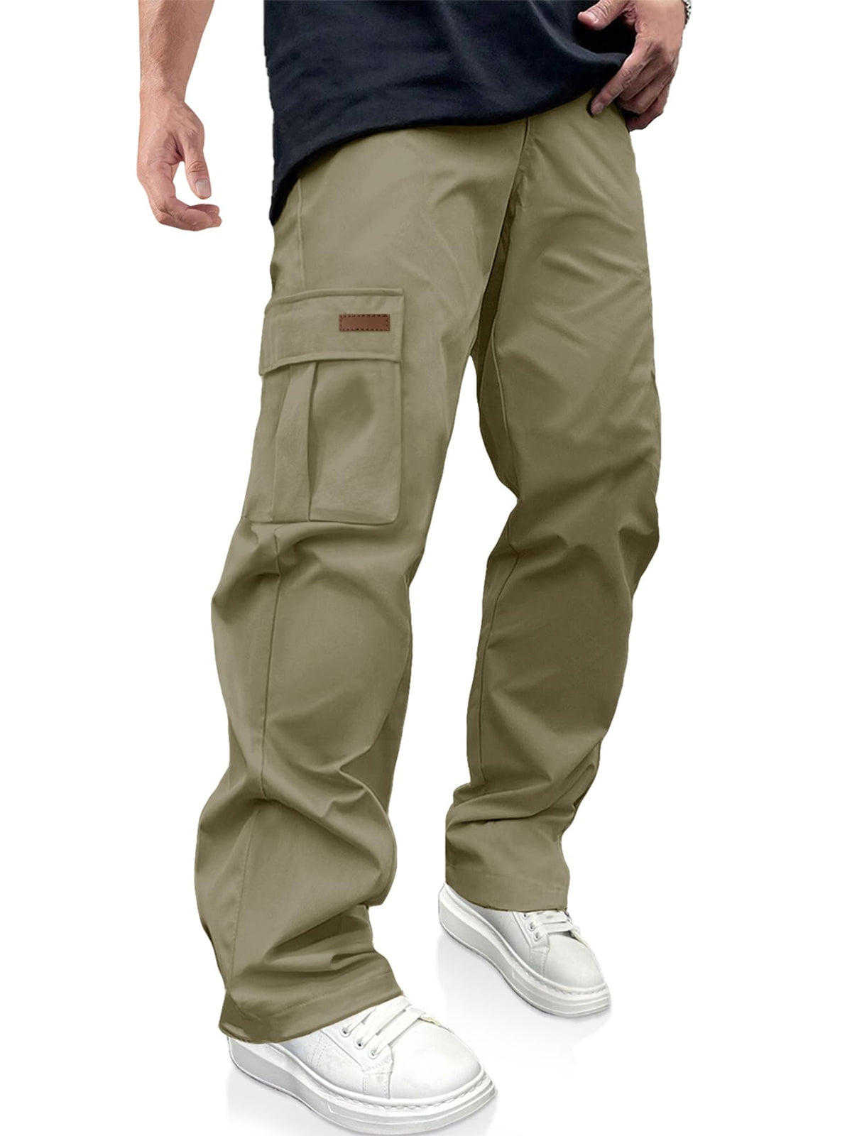 Luvella Mens Casual Cargo Pants Workout Hiking Sweatpants with Multi Pockets