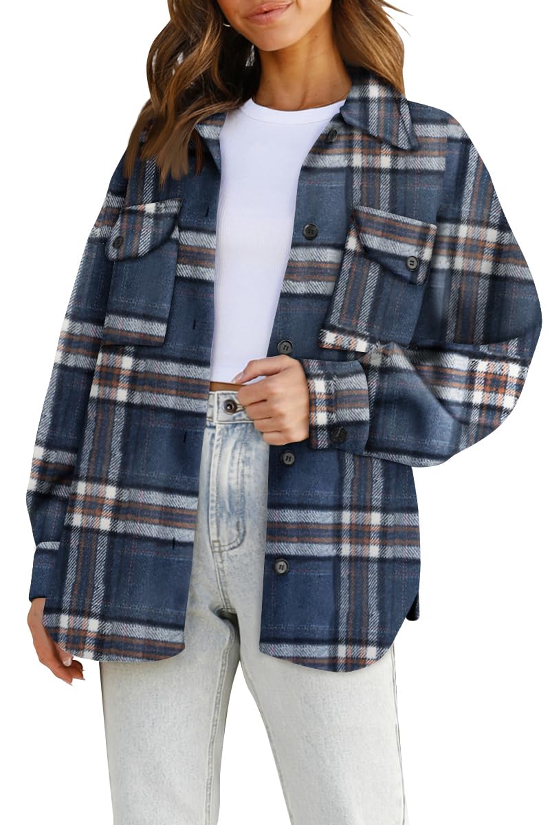 Luvella Shackets for Women Plaid Flannel Shirts