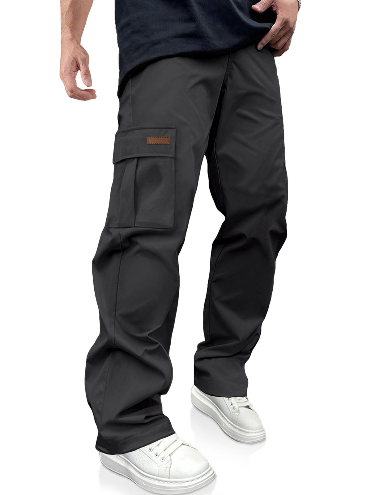 Luvella Mens Casual Cargo Pants Workout Hiking Sweatpants with Multi Pockets