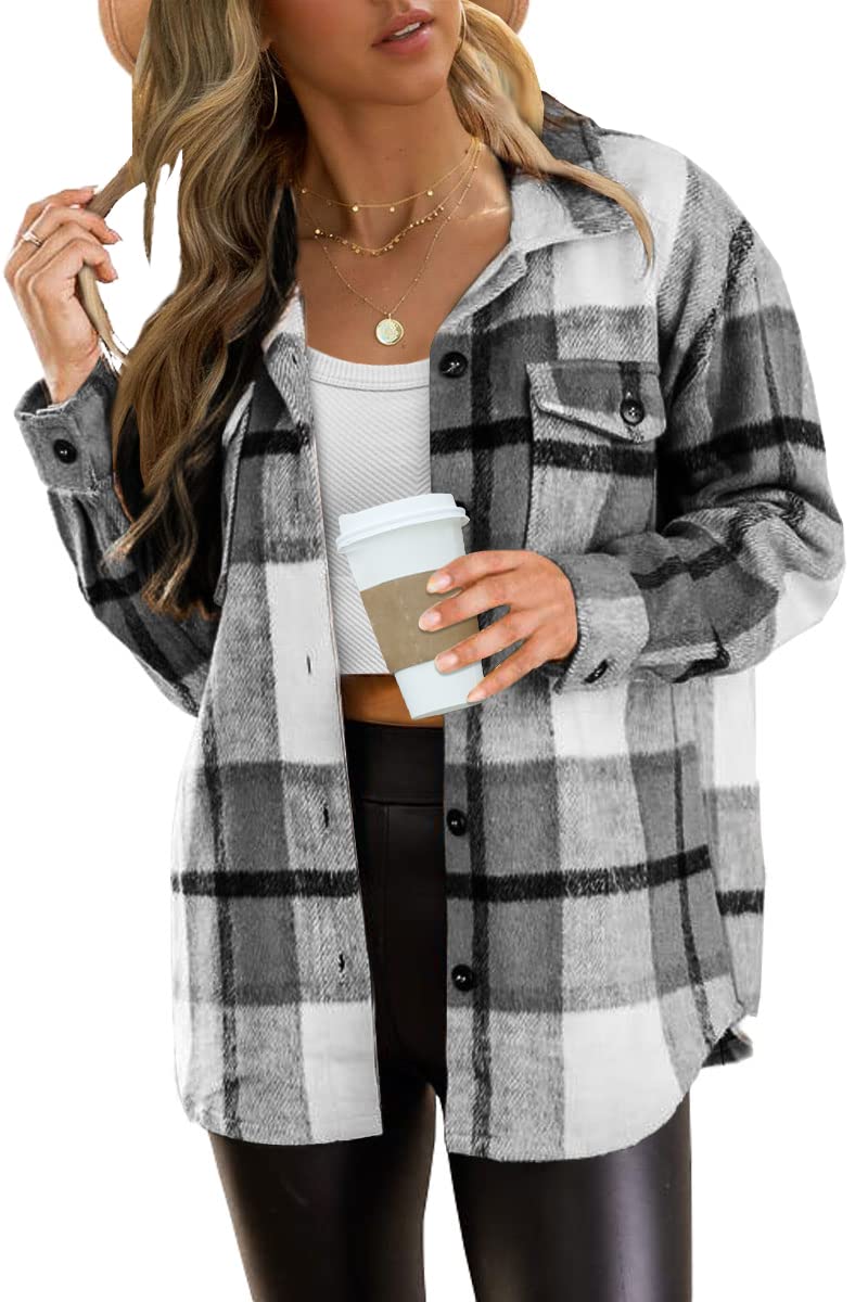 Luvella Shackets for Women Plaid Flannel Shirts