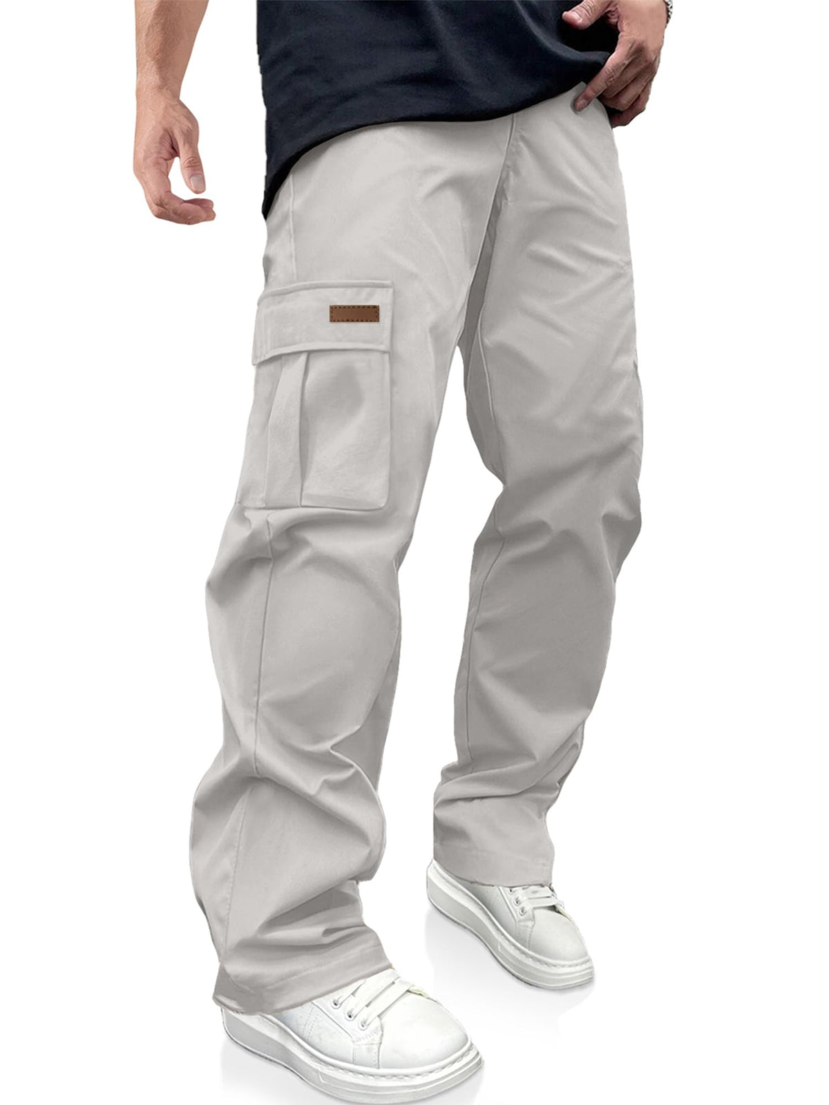 Luvella Mens Casual Cargo Pants Workout Hiking Sweatpants with Multi Pockets