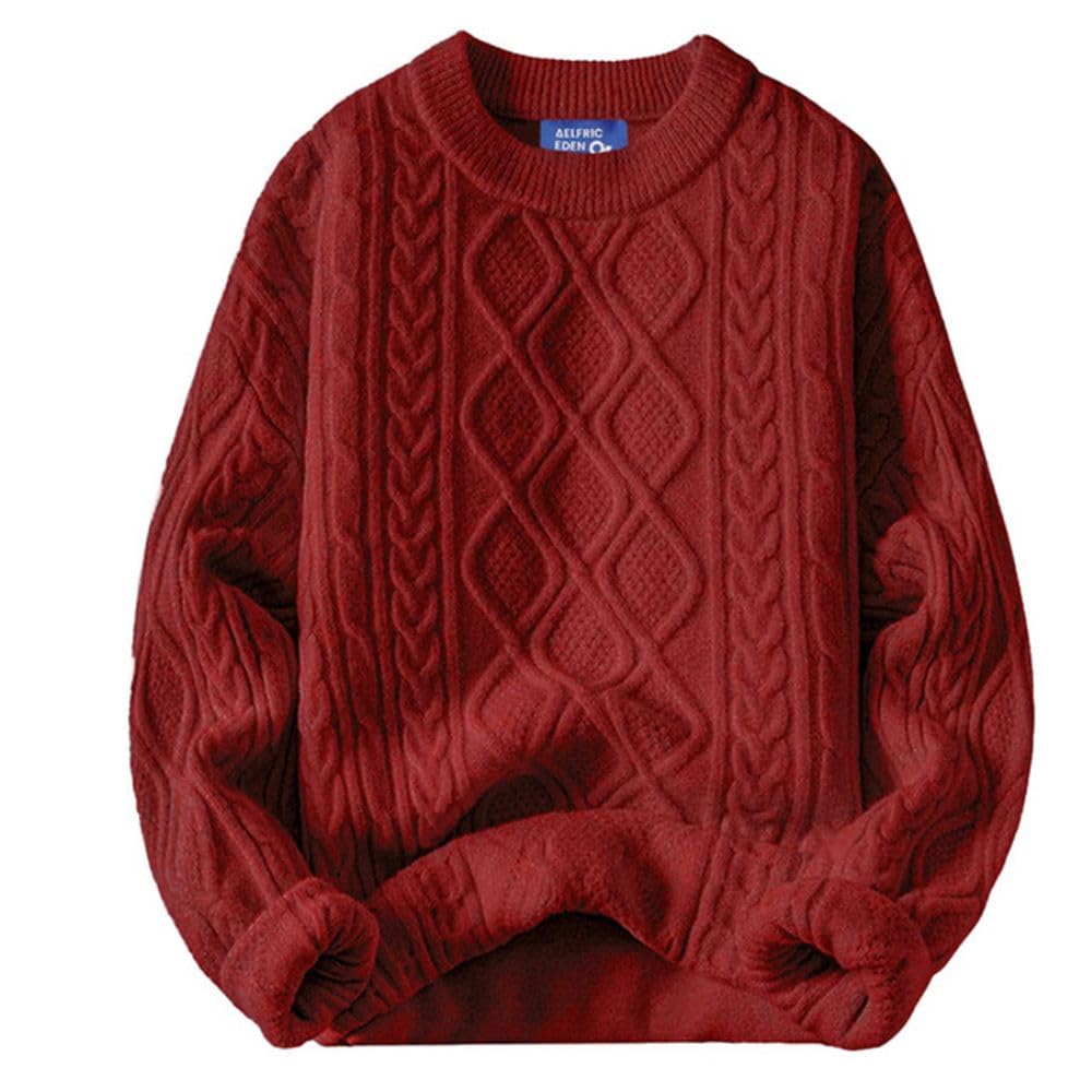 Luvella Oversized Sweater 90s Vintage Cable Knit Long Sleeve Women Heavy Crewneck Pullover
