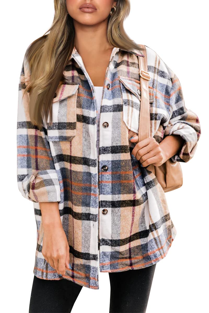 Luvella Shackets for Women Plaid Flannel Shirts