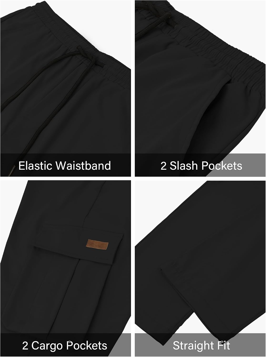 Luvella Mens Casual Cargo Pants Workout Hiking Sweatpants with Multi Pockets
