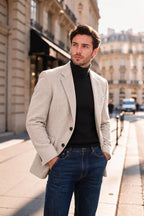 Luvella Mens Ribbed Slim Fit Knitted Pullover Casual Turtleneck Sweater
