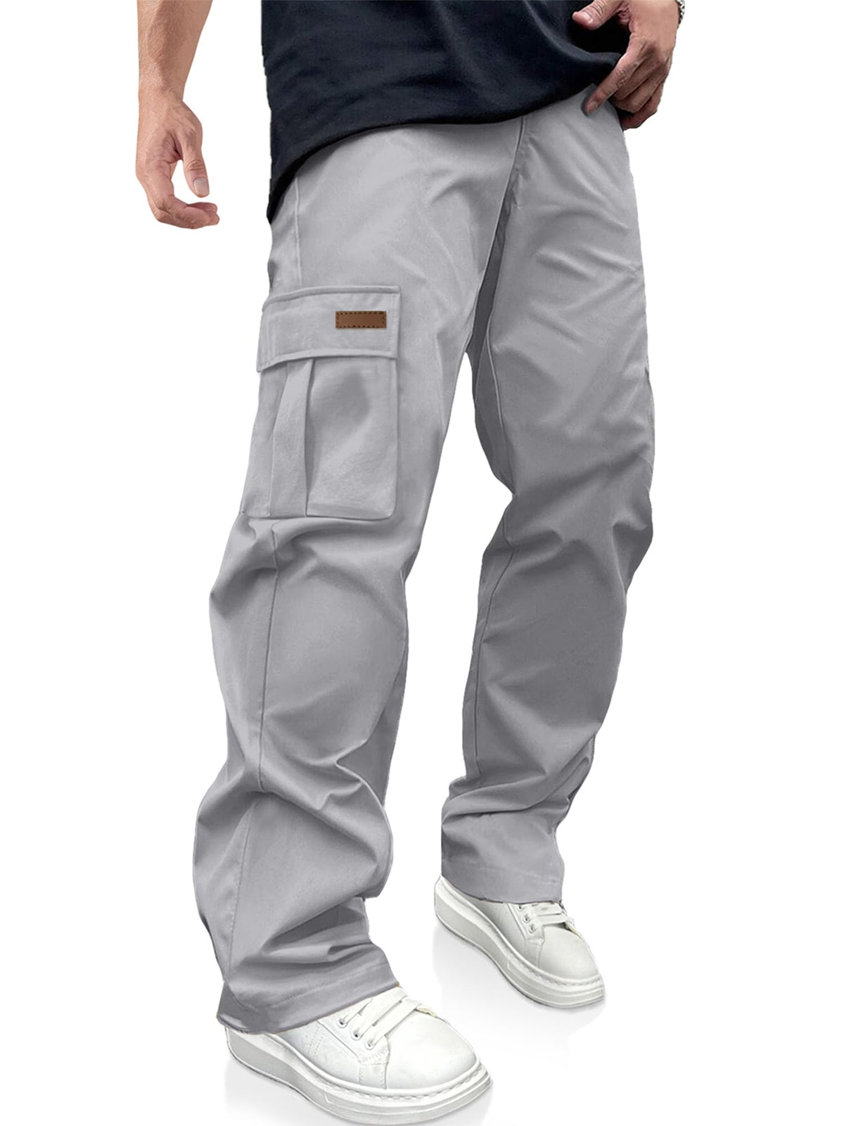 Luvella Mens Casual Cargo Pants Workout Hiking Sweatpants with Multi Pockets