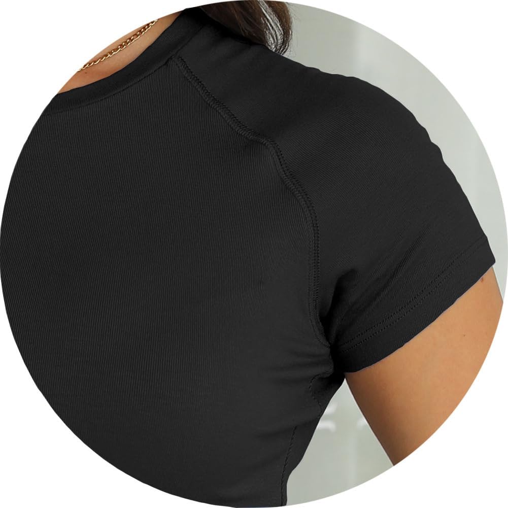 Luvella Women Casual Crewneck Raglan Sleeve Slim Fit T Shirts