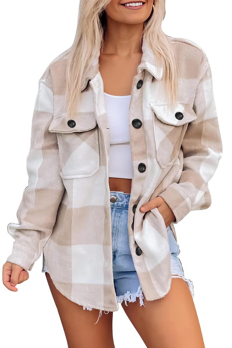 Luvella Shackets for Women Plaid Flannel Shirts