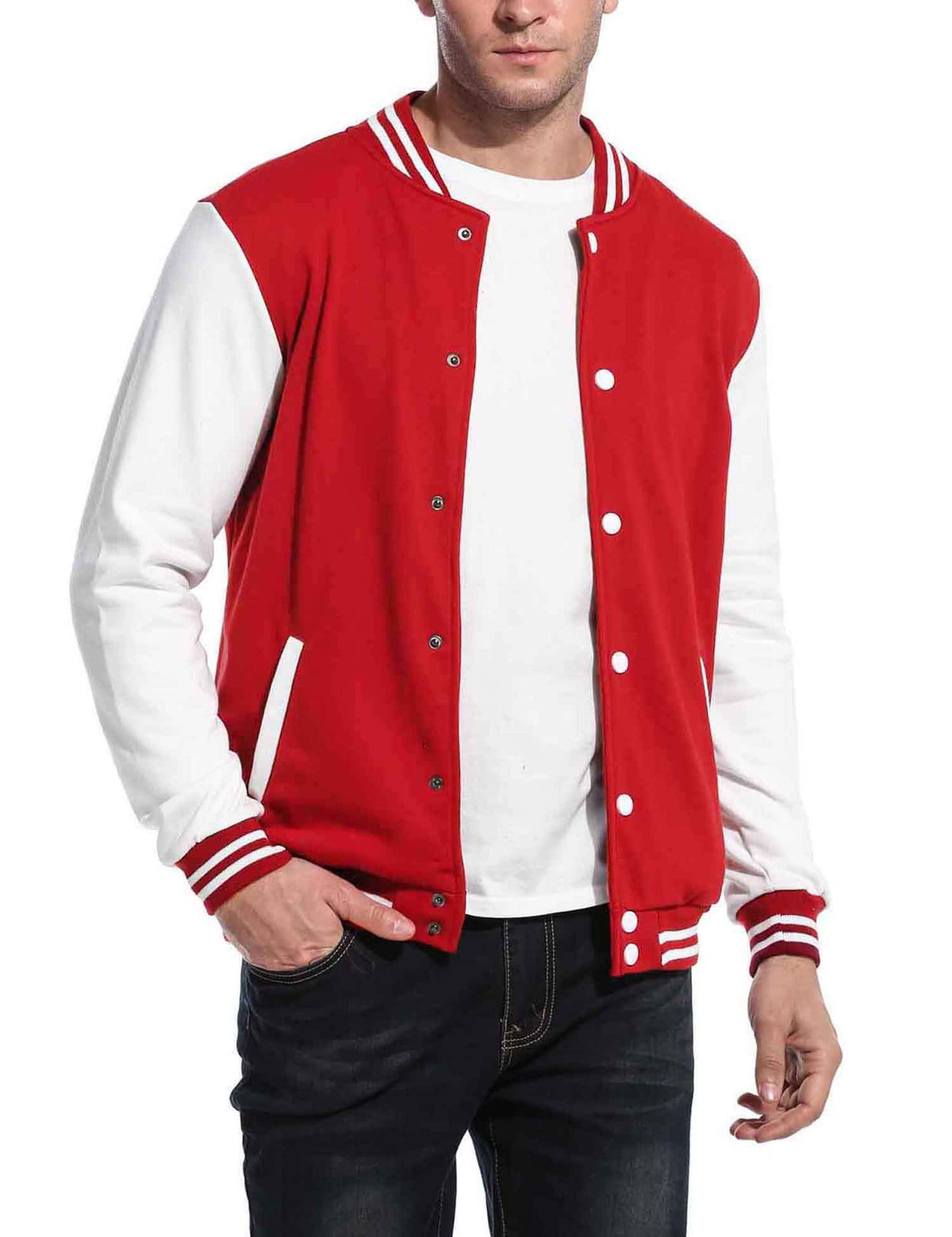 Luvella Men's Fashion Varsity Jacket Causal Slim Fit Cotton Letterman Baseball Bomber Jackets