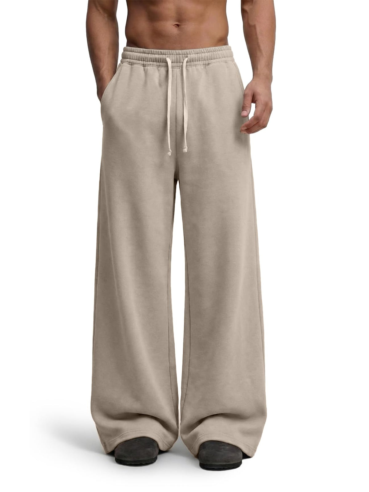 Luvella Mens Baggy Sweatpants Wide Leg Sweat Pants Uncuffed Loose Gym Y2K