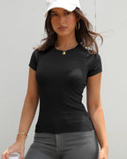 Luvella Women Casual Crewneck Raglan Sleeve Slim Fit T Shirts