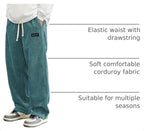 Luvella Mens Corduroy Casual Pants Straight Sweatpants