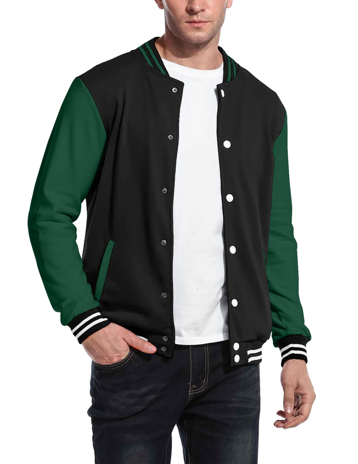 Luvella Men's Fashion Varsity Jacket Causal Slim Fit Cotton Letterman Baseball Bomber Jackets